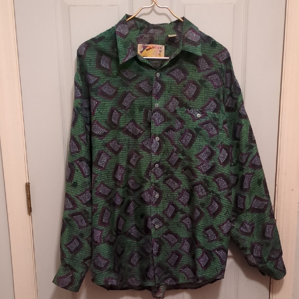 Vintage Men's 100% Silk Button Down Shirt